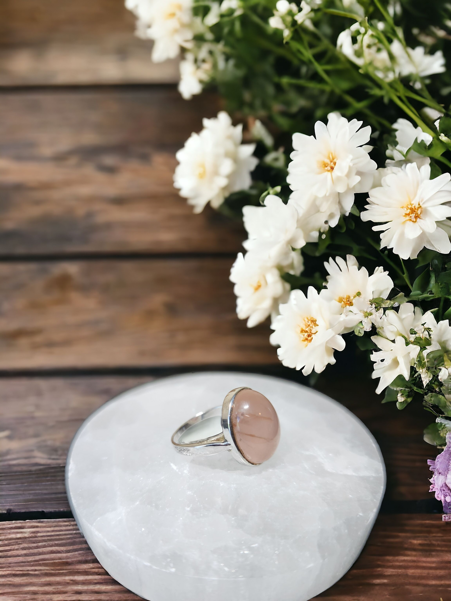 Rose Quartz Sterling Silver Ring for universal love