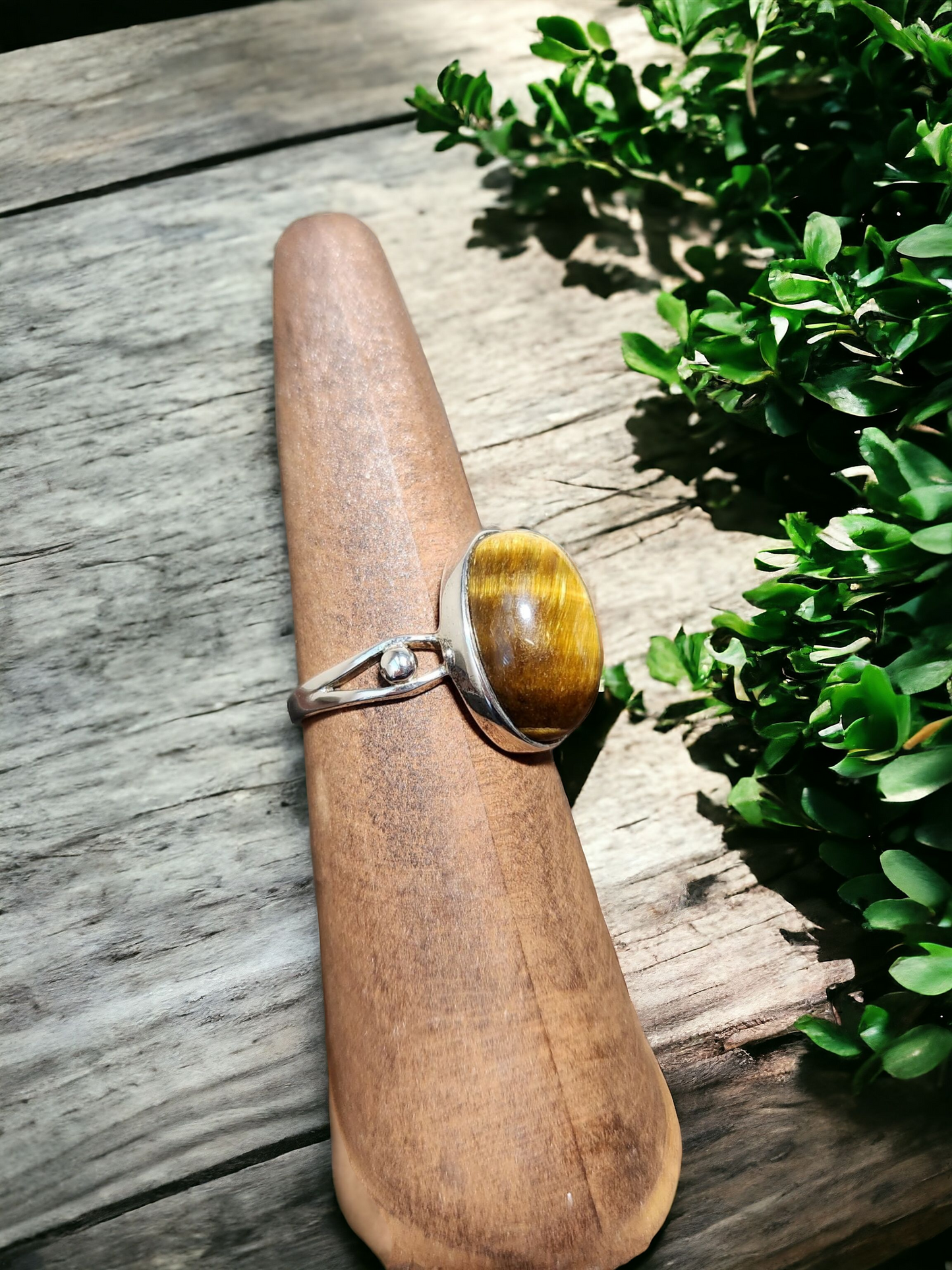 Tiger's Eye Sterling Silver Ring for protection & clarity