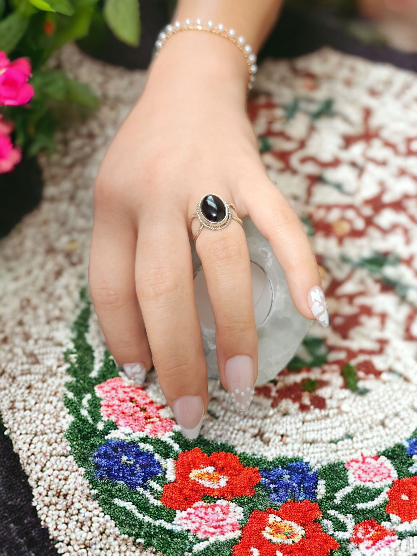 Black Obsidian Sterling Silver Ring for protection & grounding