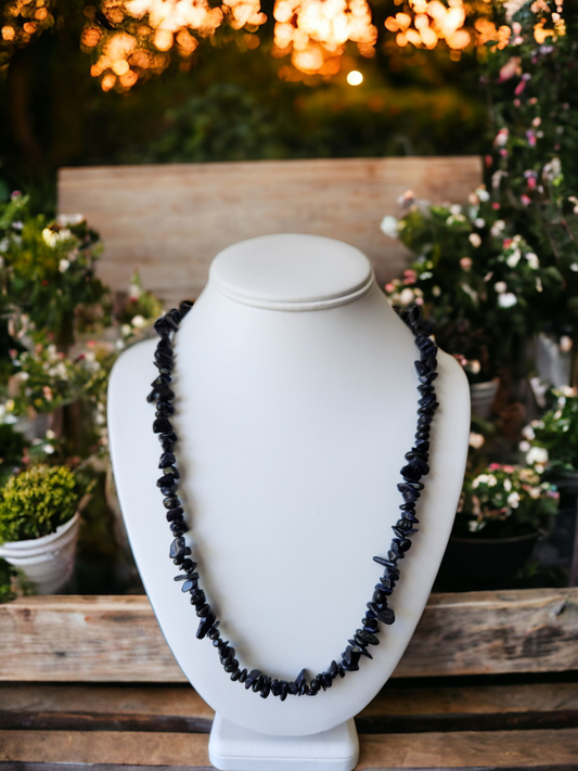 Blue Goldstone Chip Necklace for ambition & inspiration