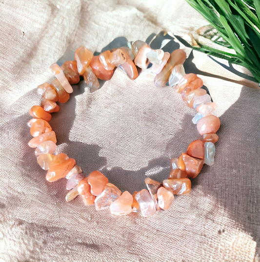 Carnelian Chip Stretch Bracelet for energy & vitality