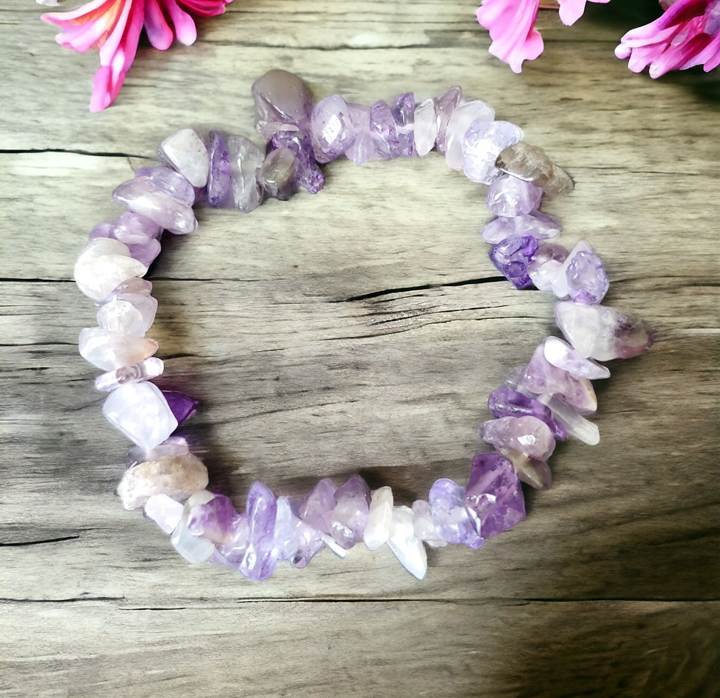 Chevron Amethyst Chip Stretch Bracelet for healing