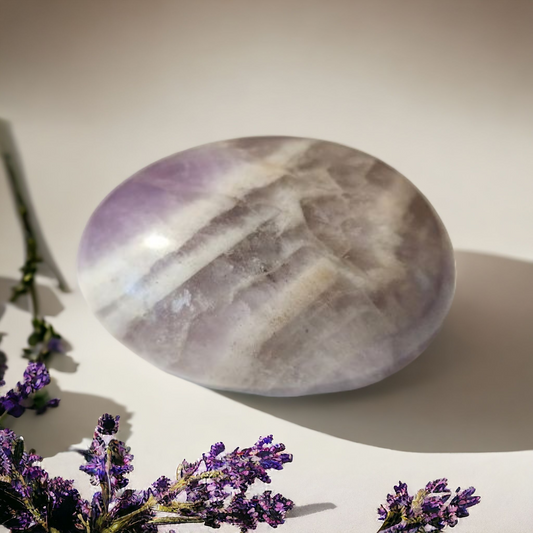 Chevron Amethyst Palm Stone for healing