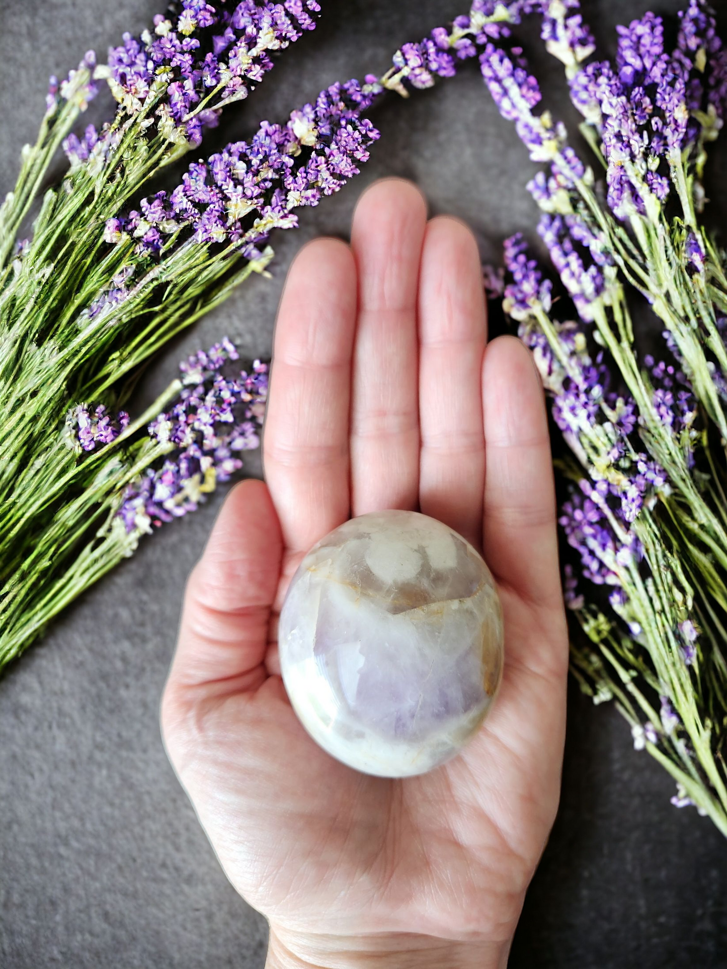 Chevron Amethyst Palm Stone for healing