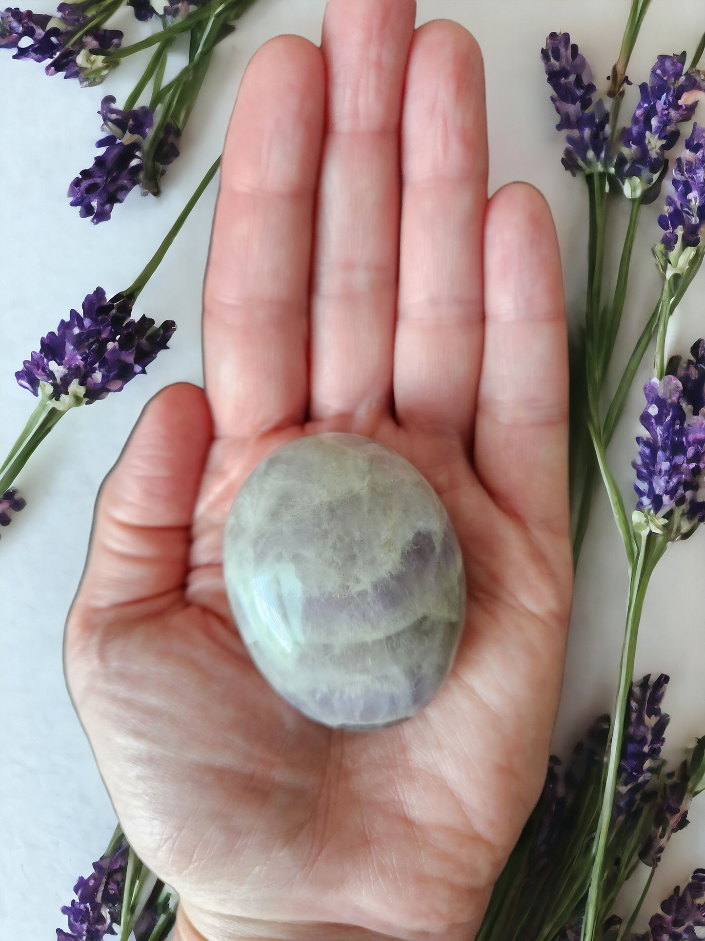 Chevron Amethyst Palm Stone for healing