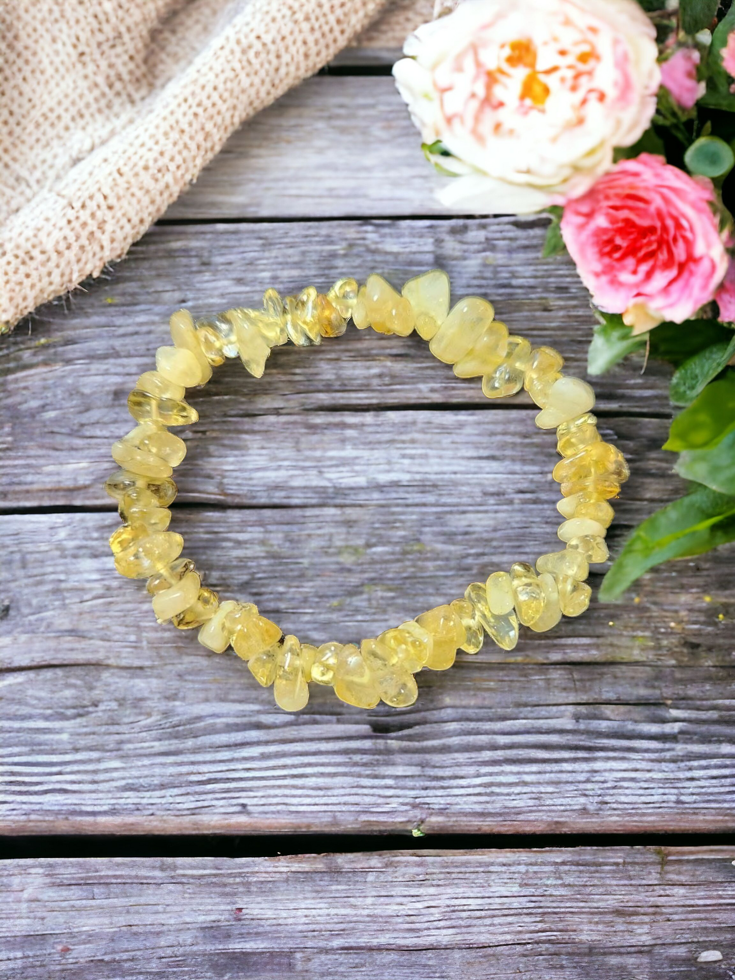 Citrine Chip Stretch Bracelet for positivity & prosperity