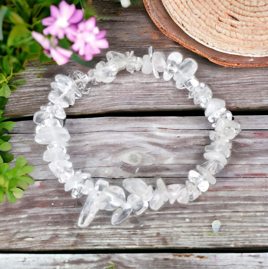 Clear Quartz Chip Stretch Bracelet for healing