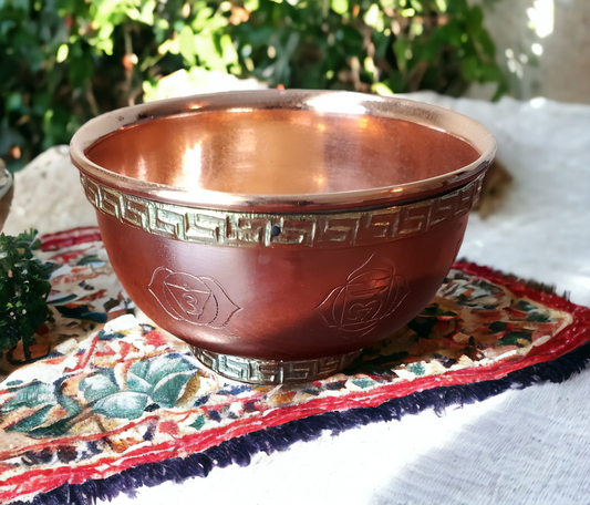 7 Chakra Symbol Copper Offering Bowl