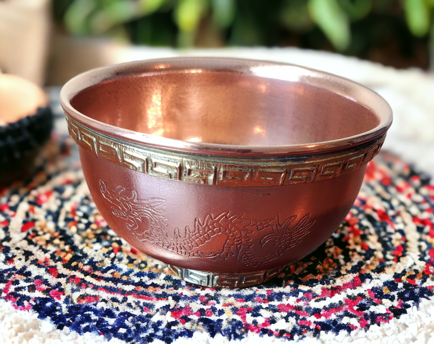 Dragon Symbol Copper Offering Bowl