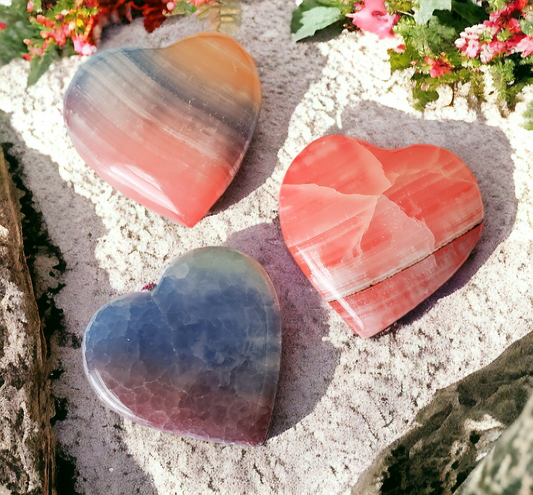 Dyed Calcite Hearts for cleansing & growth