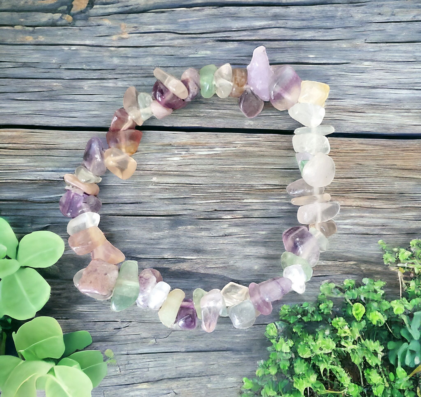 Fluorite Chip Stretch Bracelet for balance & clarity