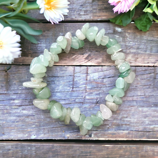 Green Aventurine Chip Stretch Bracelet for luck & opportunity