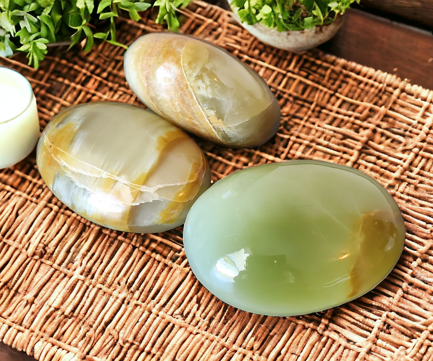 Green Onyx Palm Stone for growth & patience