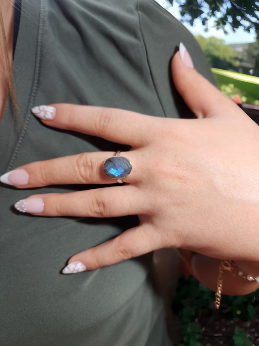 Labradorite Sterling Silver Ring for intuition & creativity