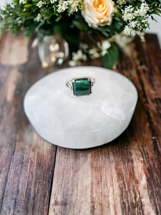 Malachite Sterling Silver Ring for transformation