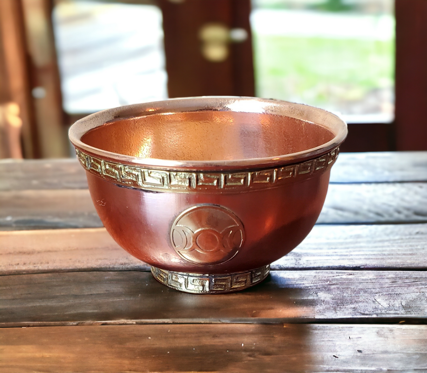 Triple Moon Symbol Copper Offering Bowl