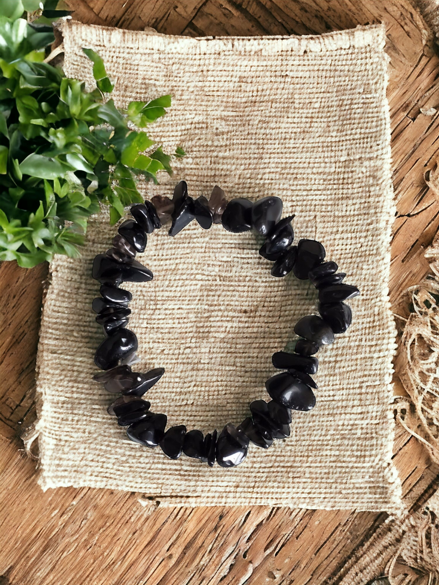 Obsidian Chip Stretch Bracelet for grounding & protection