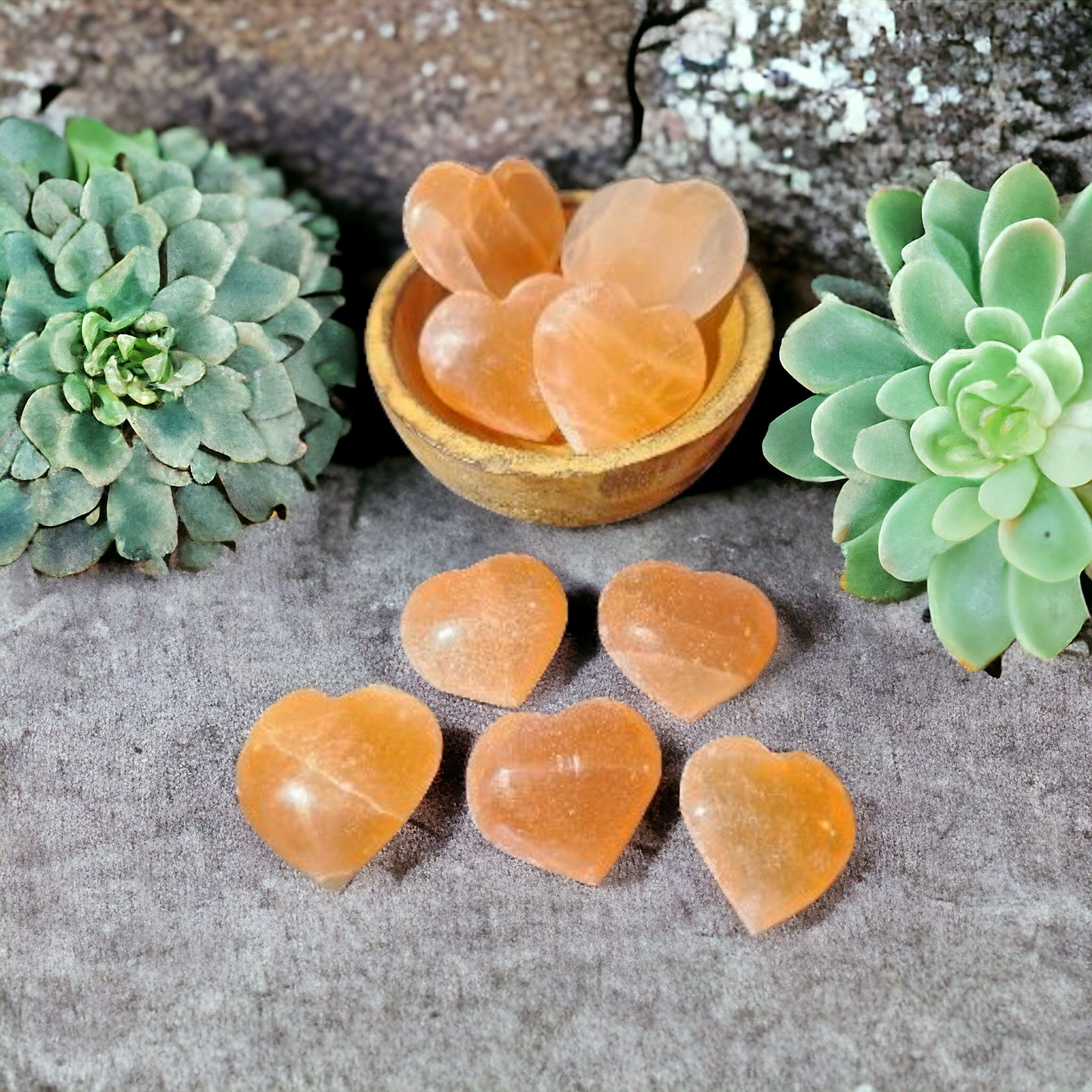 Peach Selenite Heart for balance & cleansing