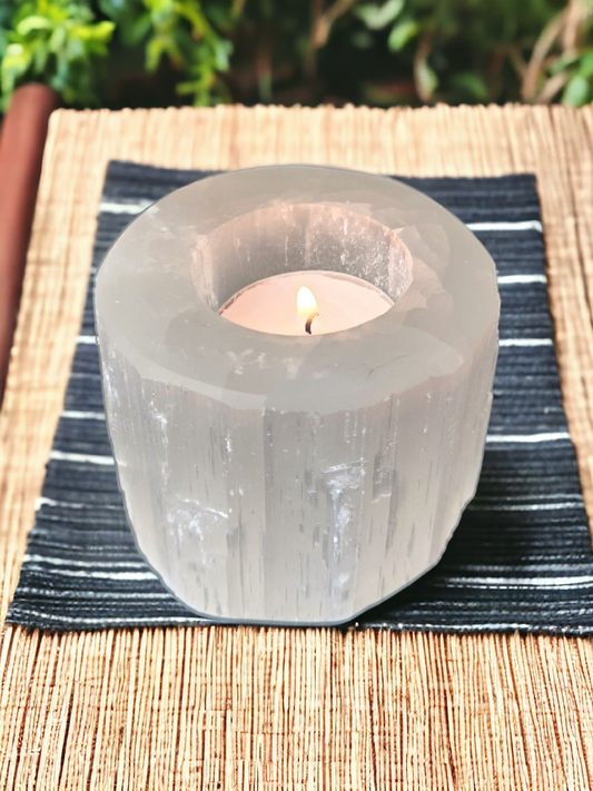 Selenite Candle Holder for mental clarity & cleansing