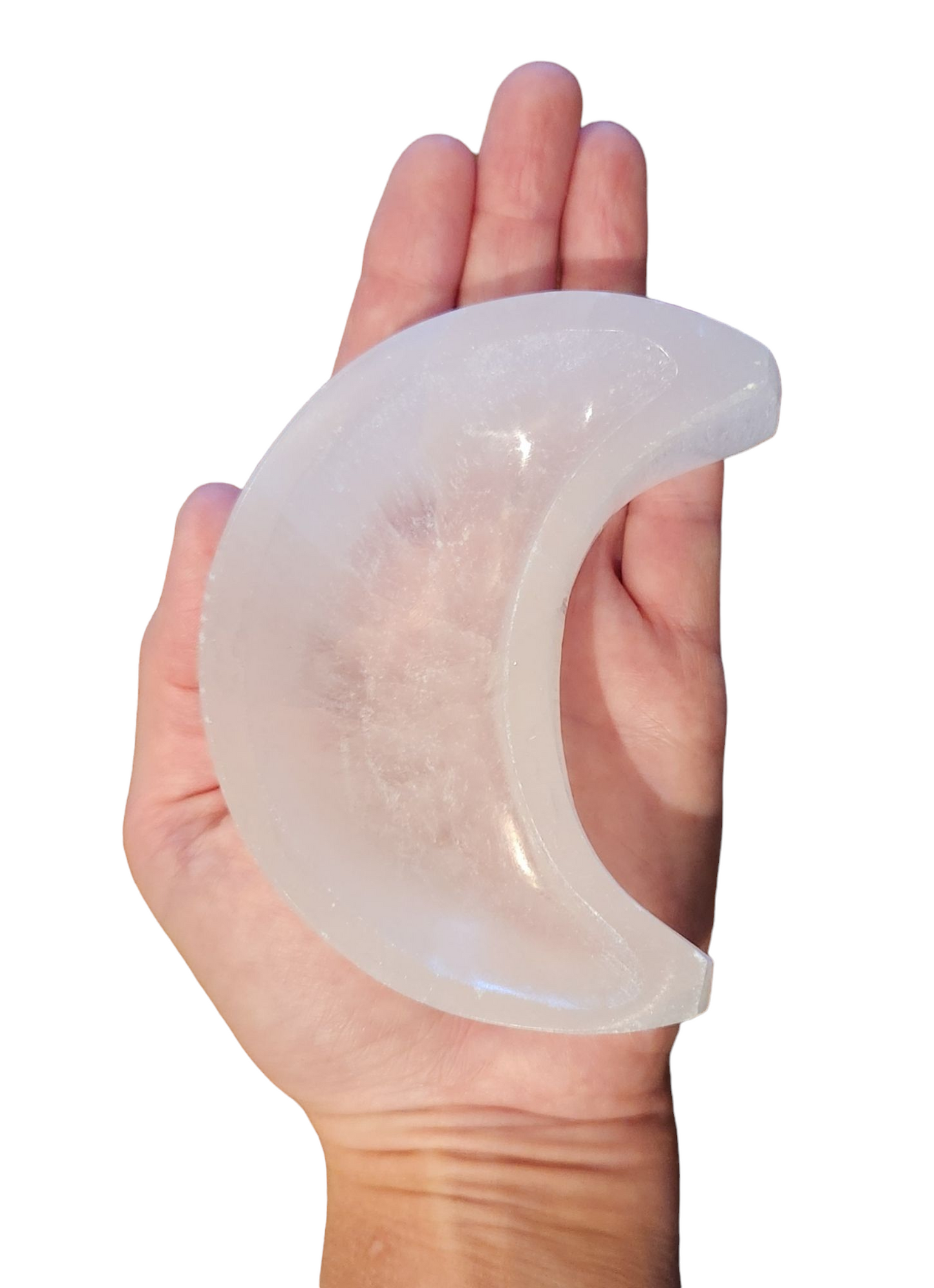 Selenite Crescent Moon Bowl for cleansing & charging