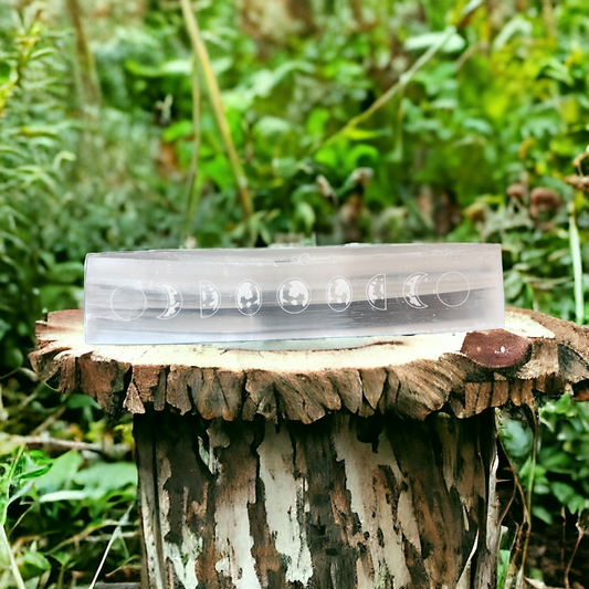 Selenite Moon Phase Slab for cleansing