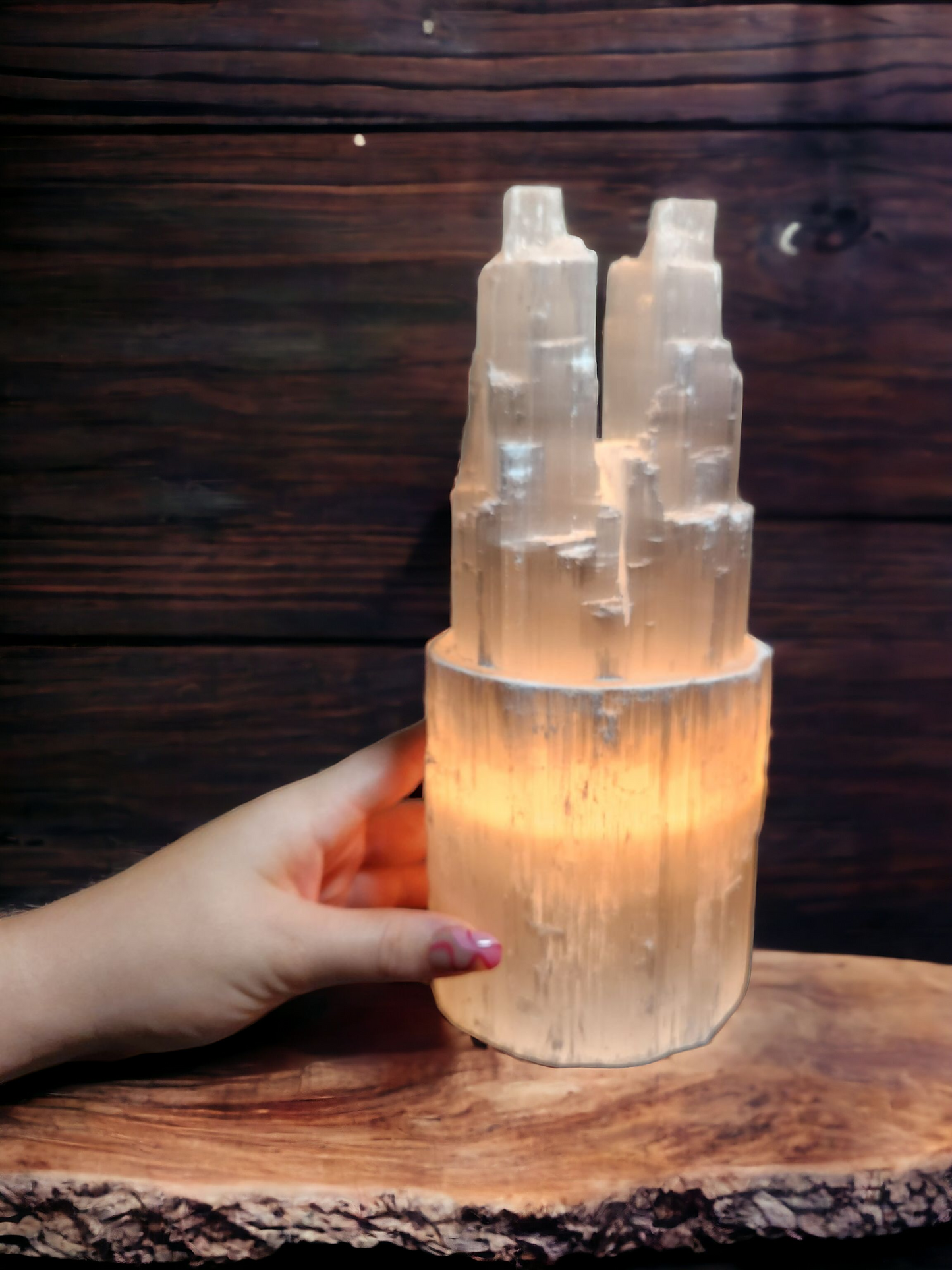 Selenite Tower Lamp for cleansing & clarity