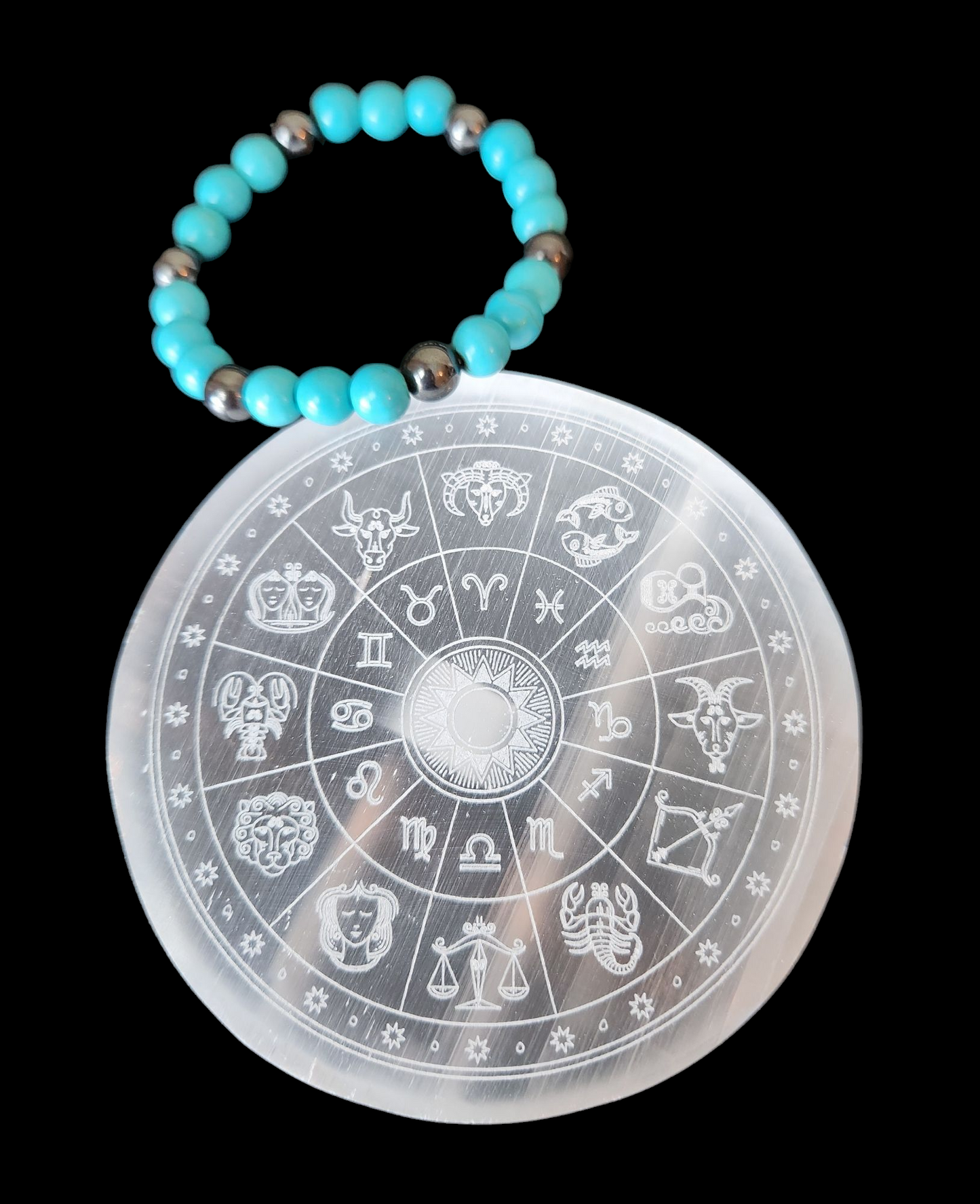 Selenite Zodiac Plate for charging & cleansing