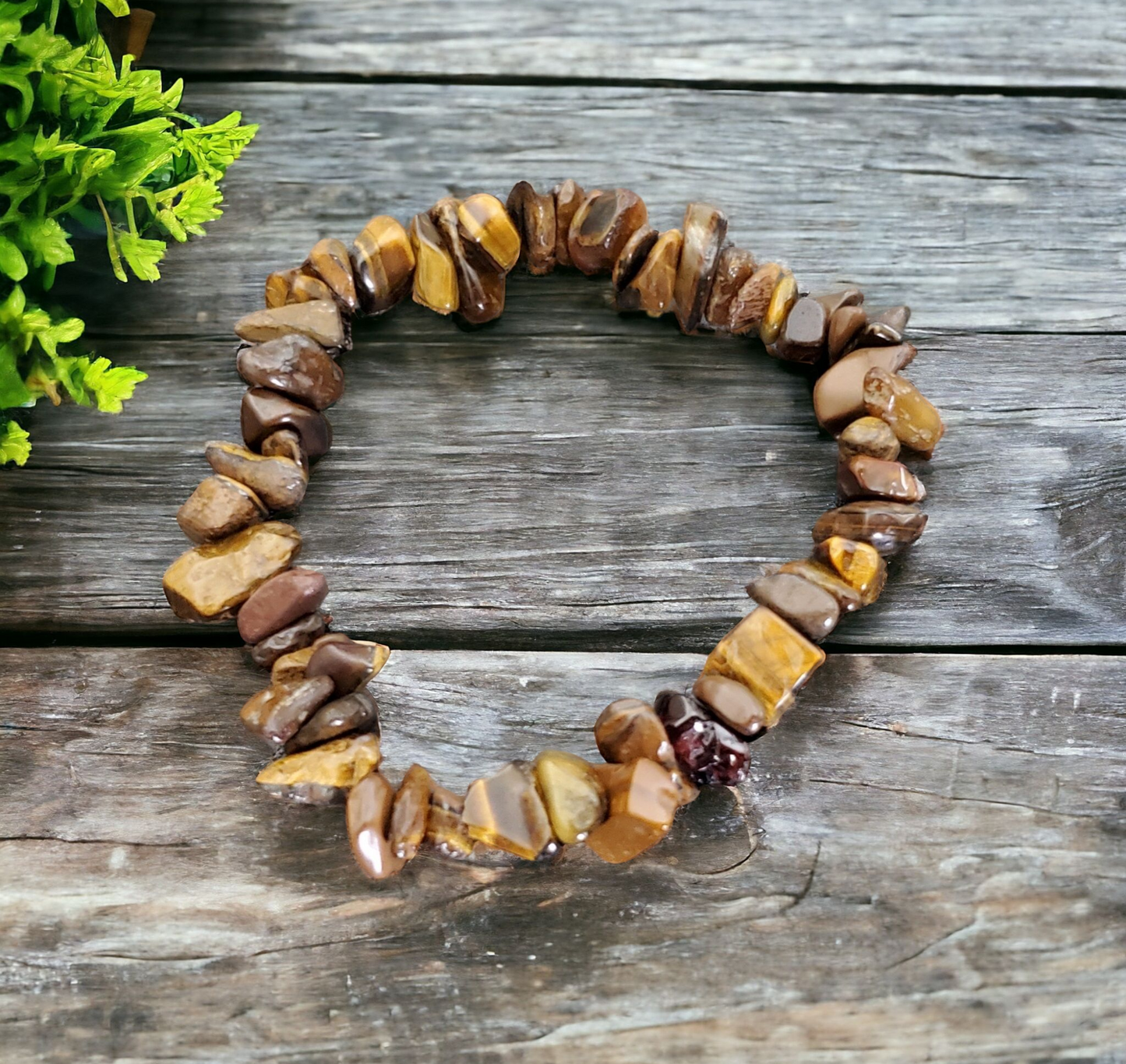 Tiger's Eye Chip Stretch Bracelet for grounding & protection