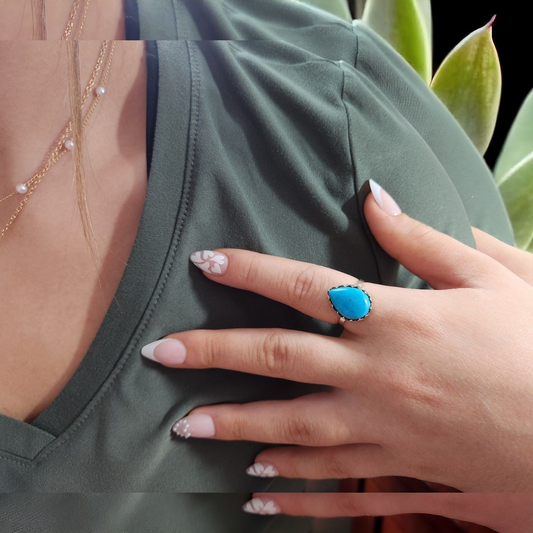 Turquoise Sterling Silver Ring for protection & good fortune